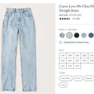 COPY - Abercrombie Curve Love Ultra High-Rise straight leg jeans  NWT